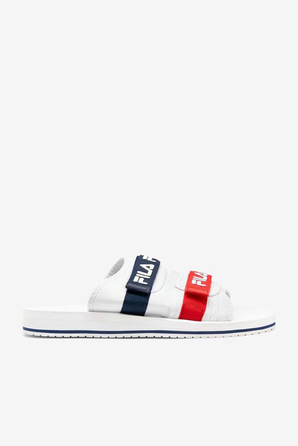 Slides Fila Homem Branco/Azul Marinho/Vermelhas - Fila Utility Silde Loja Online Portugal,WYPB-67023